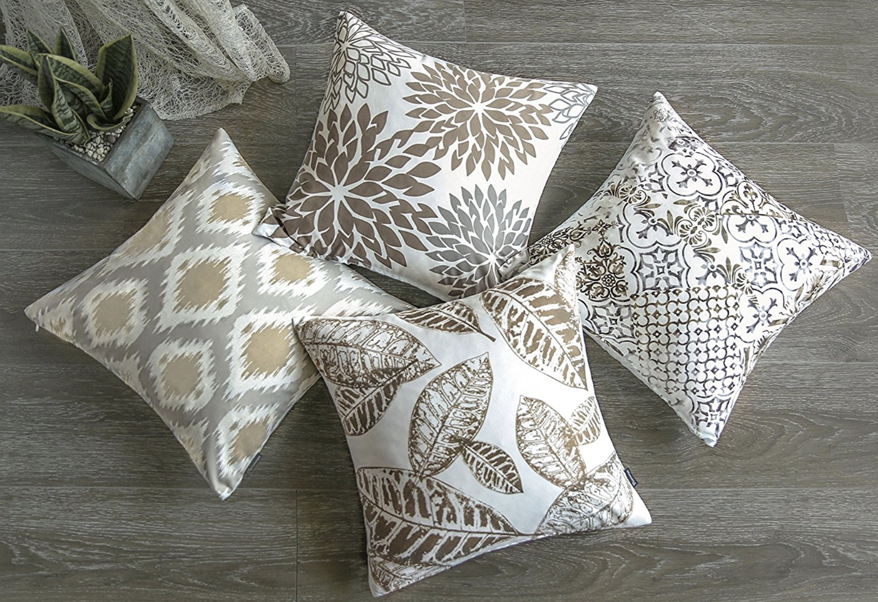 Gold and Grey Pattern Pack Pillows