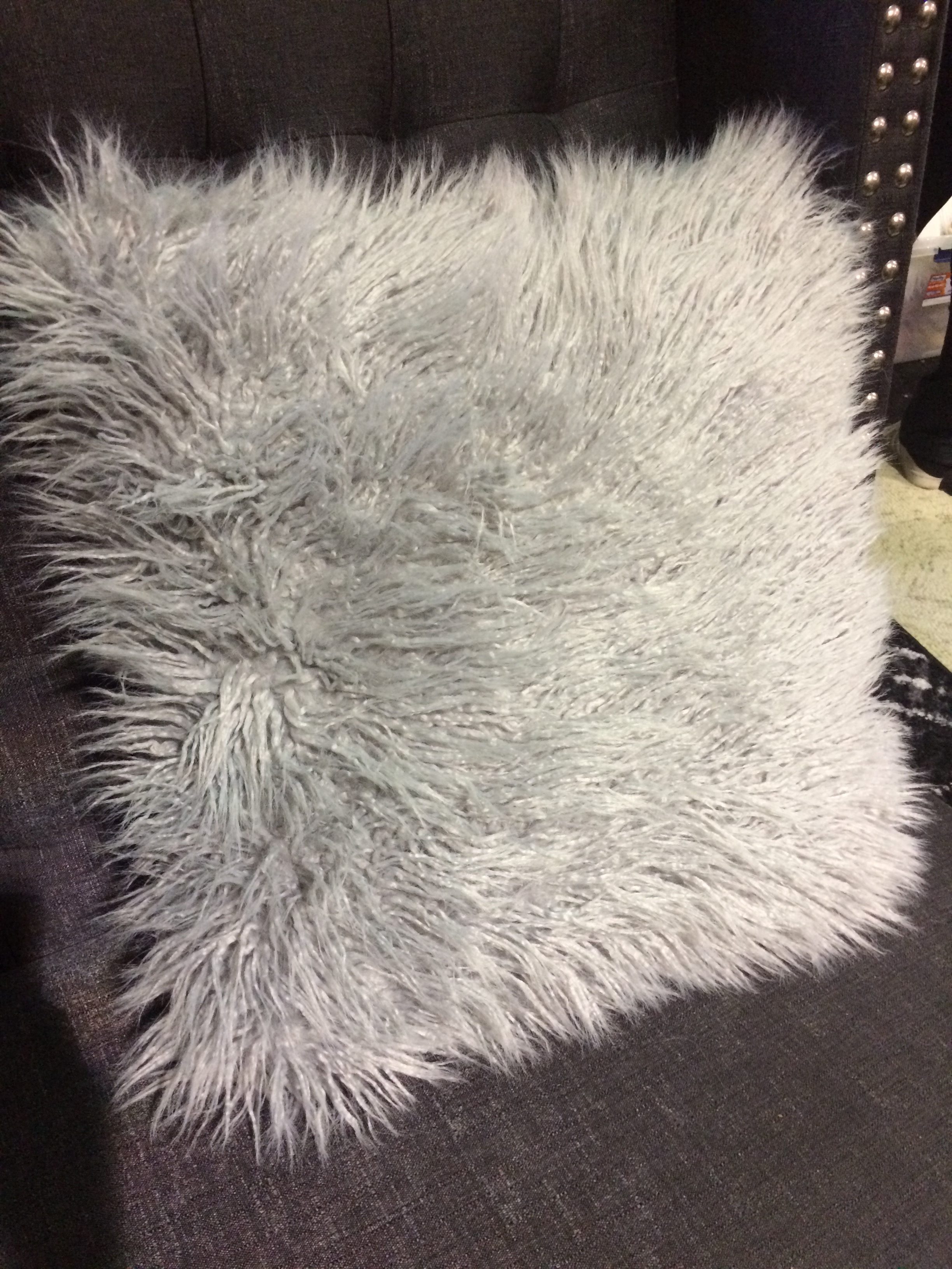 Grey Mongolian Faux Fur Pillows