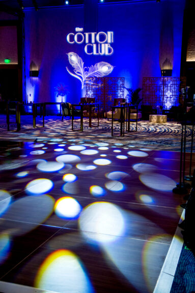 Moody, themed event with an Art Deco, roaring 20s twist